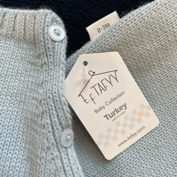 NEW! Baby Blue Knit Overalls with Cream Shirt Set - Picture 3 of 3